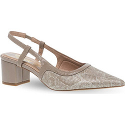 Parex Γόβες Slingback Δερμάτινες με Χοντρό Χαμηλό Τακούνι Μπεζ 10633019