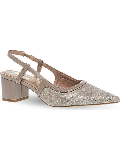Parex Γόβες Slingback Δερμάτινες με Χοντρό Χαμηλό Τακούνι Μπεζ 10633019