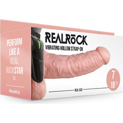 Shots RealRock 7" Hollow Harness Strap On με Dildo 18cm & Δόνηση Flesh