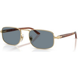 Persol PO1027S 1132 Ανδρικά Γυαλιά Ηλίου Τετράγωνα Μεταλλικά Χρυσό Ταρταρούγα με Μπλε Φακό