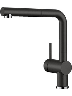 Blanco Linus-S 526148 Μπαταρία Κουζίνας Πάγκου Διπλής Παροχής Ανάμεικτη με Ντουζ Μαύρη
