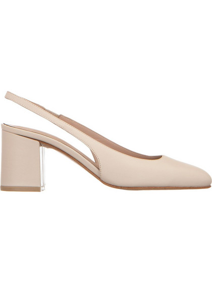 KALOGIROU Ezpa Γόβες Slingback Δερμάτινες με Χοντρό Χαμηλό Τακούνι Λευκές