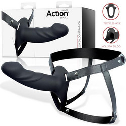 IntoYou Action Large Premium Hollow Harness Strap On με Dildo 17cm Μαύρο