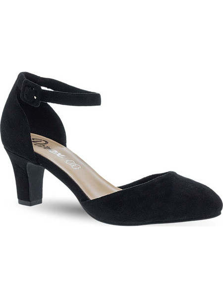 Parex Γόβες Suede με Χοντρό Χαμηλό Τακούνι & Λουράκι Μαύρες 10633031