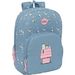 Safta Snoopy Denim Σχολική Τσάντα Πλάτης Δημοτικού Γαλάζια S4313832