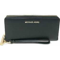 Michael Kors Μεγάλο Δερμάτινο Γυναικείο Πορτοφόλι με Φερμουάρ Μαύρο 35T7GTVE7L