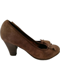 Jana Γόβες Suede με Χοντρό Ψηλό Τακούνι Καφέ 22409-21