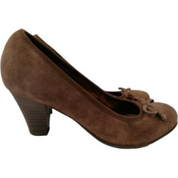 Jana Γόβες Suede με Χοντρό Ψηλό Τακούνι Καφέ 22409-21