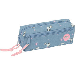 Safta Snoopy Denim Κασετίνα Βαρελάκι με 3 Θήκες Μπλε S4313815