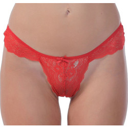 Mei Γυναικείο Sexy String με Δαντέλα Κόκκινο 1190