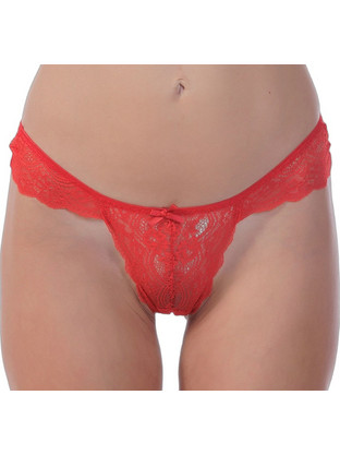 Mei Γυναικείο Sexy String με Δαντέλα Κόκκινο 1190