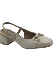 Piccadilly Ανατομικές Γόβες Slingback Δερμάτινες με Χοντρό Χαμηλό Τακούνι Εκρού 748025-3