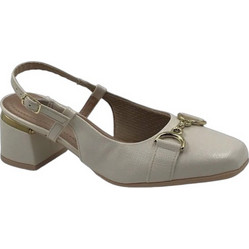 Piccadilly Ανατομικές Γόβες Slingback Δερμάτινες με Χοντρό Χαμηλό Τακούνι Εκρού 748025-3