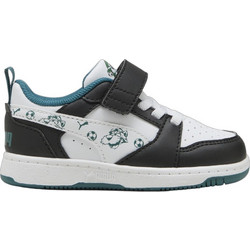 Puma Rebound V6 Παιδικά Sneakers Μαύρα Λευκά Βεραμάν 406121-01
