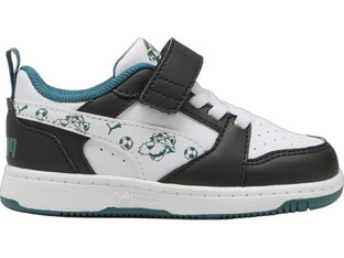 Puma Rebound V6 Παιδικά Sneakers Μαύρα Λευκά Βεραμάν 406121-01
