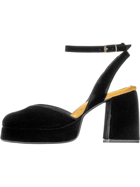 Castaner Verona Γόβες Suede με Χοντρό Ψηλό Τακούνι Λουράκι & Φιάπα Μαύρες 025980-100