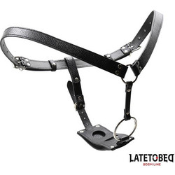 LateToBed G-String Chastity Belt Harness Strap On Μαύρο