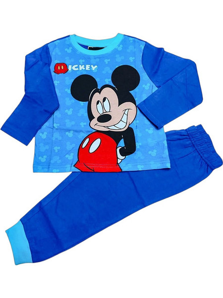 Disney Mickey Mouse Παιδική Πιτζάμα Βαμβακερή Χειμωνιάτικη Royal Blue Γαλάζια MIC-2861