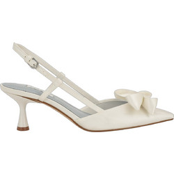 Nine West Γόβες Slingback Δερμάτινες με Λεπτό Χαμηλό Τακούνι & Φιόγκο Λευκές RASKA7-140