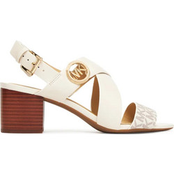 Michael Kors Γυναικεία Πέδιλα Δερμάτινα Λευκά με Χοντρό Χαμηλό Τακούνι 40S4VEMS1B-170