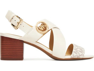 Michael Kors Γυναικεία Πέδιλα Δερμάτινα Λευκά με Χοντρό Χαμηλό Τακούνι 40S4VEMS1B-170
