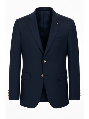 Boston Χειμερινό Ανδρικό Blazer με Κανονική Εφαρμογή Navy Μπλε 7105.6