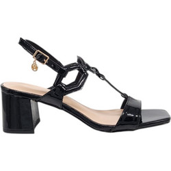 Envie Shoes Γυναικεία Πέδιλα Λουστρίνι Μαύρα με Χοντρό Χαμηλό Τακούνι E64-23475-34