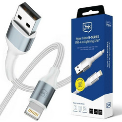 3mk Braided USB-A to Lightning Cable 12W 1m White