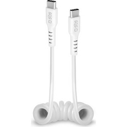 SBS CABLETYPCCS1W Spiral USB-C to USB-C 25W 1m White