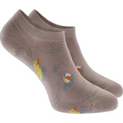 Walk Duck Float Bamboo Γυναικείες Κάλτσες Σοσόνια Μπεζ με Σχέδια W335-13