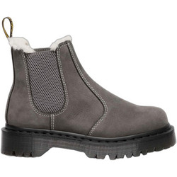 Dr. Martens Γυναικεία Μποτάκια Chelsea Suede Ανθρακί με Χοντρό Χαμηλό Τακούνι και Γούνα DM41420020