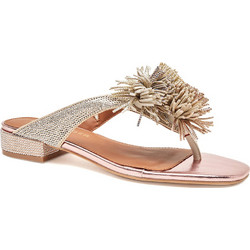 Kurt Geiger Δερμάτινα Γυναικεία Σανδάλια με Στρας Ροζ Χρυσά 4365565689-65