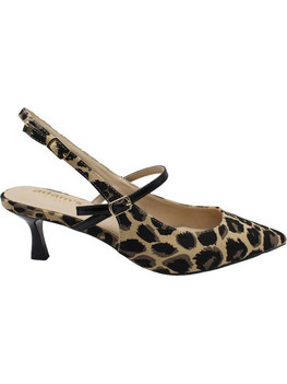 Adam's Γόβες Slingback Δερμάτινες με Λεπτό Χαμηλό Τακούνι Μπεζ Μαύρες 1-826-25004-27