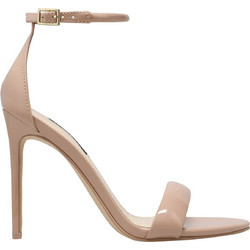 Nine West TEEYA3 Γυναικεία Πέδιλα Δερμάτινα Μπεζ με Λεπτό Ψηλό Τακούνι 10-110