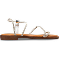 Envie Shoes Δερμάτινα Γυναικεία Σανδάλια με Στρας Ασημί E96-23302-21