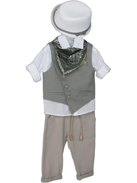 Bambolino Rafael Βαπτιστικό Κοστούμι με Παντελόνι Πουκάμισο & Γιλέκο 6τμχ 1950