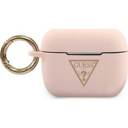 Guess Triangle Logo Θήκη TPU με Γάντζο για Apple AirPods Pro 1 Ροζ