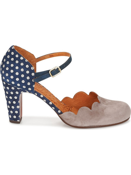 Chie Mihara Queresa Γόβες Suede με Χοντρό Ψηλό Τακούνι & Μπαρέτα Μπλε Μπεζ