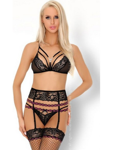 Livco Corsetti Snehana Σετ Sexy Εσώρουχα See Through με Δαντέλα & Ζαρτιέρες Μαύρα 5902143683094