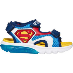 Geox Superman Παιδικά Πέδιλα για Αγόρι Ανατομικά με Φωτάκια Μπλε Κόκκινα J65MXC01454C4320
