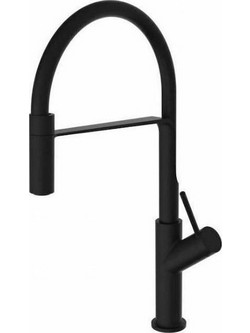Teorema Silicone 635231 Μπαταρία Κουζίνας Πάγκου Διπλής Παροχής Ανάμεικτη με Εύκαμπτο Ρουξούνι Μαύρη
