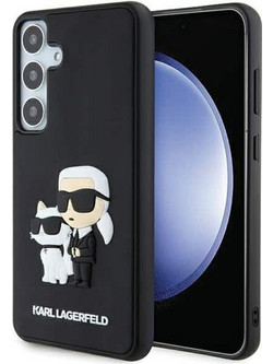 Karl Lagerfeld 3D Rubber Karl & Choupette Back Cover Black (Samsung Galaxy S24 Plus)