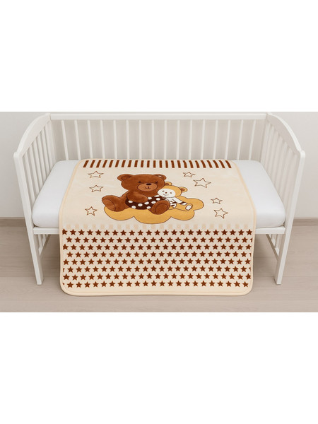 Cosmin Bear Κουβέρτα Κούνιας Βελουτέ 110x150 Μπεζ 40005