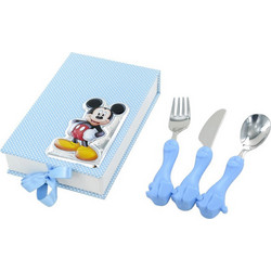 Σετ Δώρου για Νεογέννητο Αγόρι Mickey Mouse Γαλάζιο 3τμχ