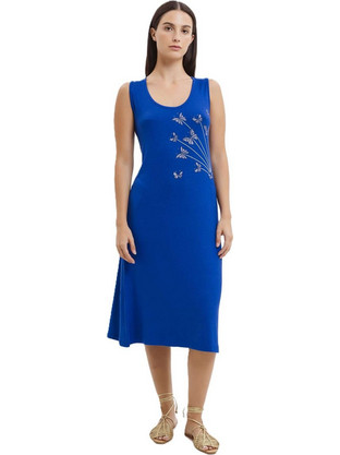 Giota Midi Καλοκαιρινό Καθημερινό Φόρεμα Royal Blue 4660