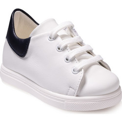 Gorgino Βαπτιστικά Sneakers για Αγόρι Δερμάτινα Ανατομικά Λευκά Navy Μπλε 3166