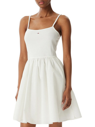 Tommy Jeans Mini Καλοκαιρινό Καθημερινό Φόρεμα Λευκό DW0DW22352-YBL