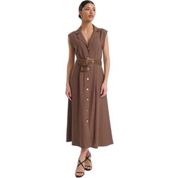 Fibes Fashion Midi Καλοκαιρινό Καθημερινό Φόρεμα Καφέ 05-9546