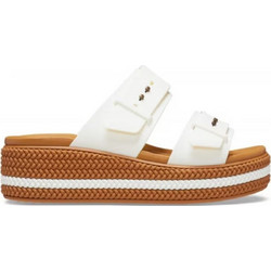 Crocs Brooklyn Woven Buckle Γυναικείες Παντόφλες Καλοκαιρινές Platforms Ανατομικές Λευκές Ταμπά 220585-03