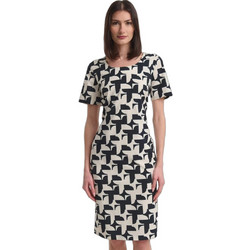 Fibes Fashion Mini Καλοκαιρινό Καθημερινό Φόρεμα Μαύρο Εκρού 05-9456
